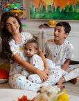 Matching bamboo pyjamas for mom and kids from Nohm Store, Dubai UAE.