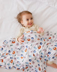 Harakat bamboo blanket from Nohm store, stylish and soft Arabic-inspired blanket, perfect for children and baby gifts in Dubai.
