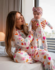 Mother and baby wearing matching Bamboo pyjamas made for comfort — ideal baby and children gift Dubai
