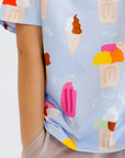A close-up of our Boza Loungewear set, showcasing the playful ice cream and popsicle prints inspired by Boza Aarabiyeh.