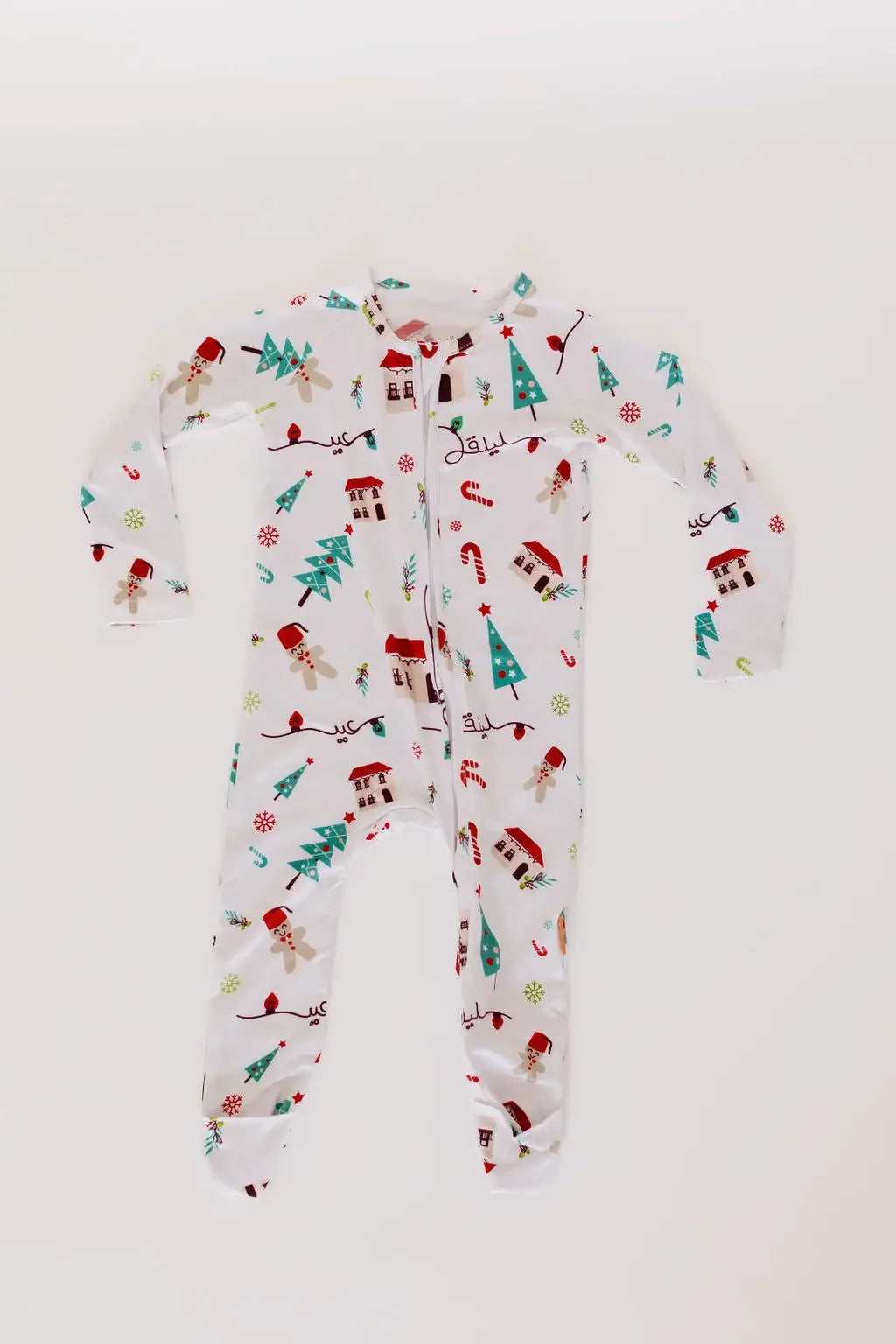 Christmas baby pyjama from Nohm store, festive and cozy Arabic heritage sleepwear for children, perfect gifts from Dubai.
