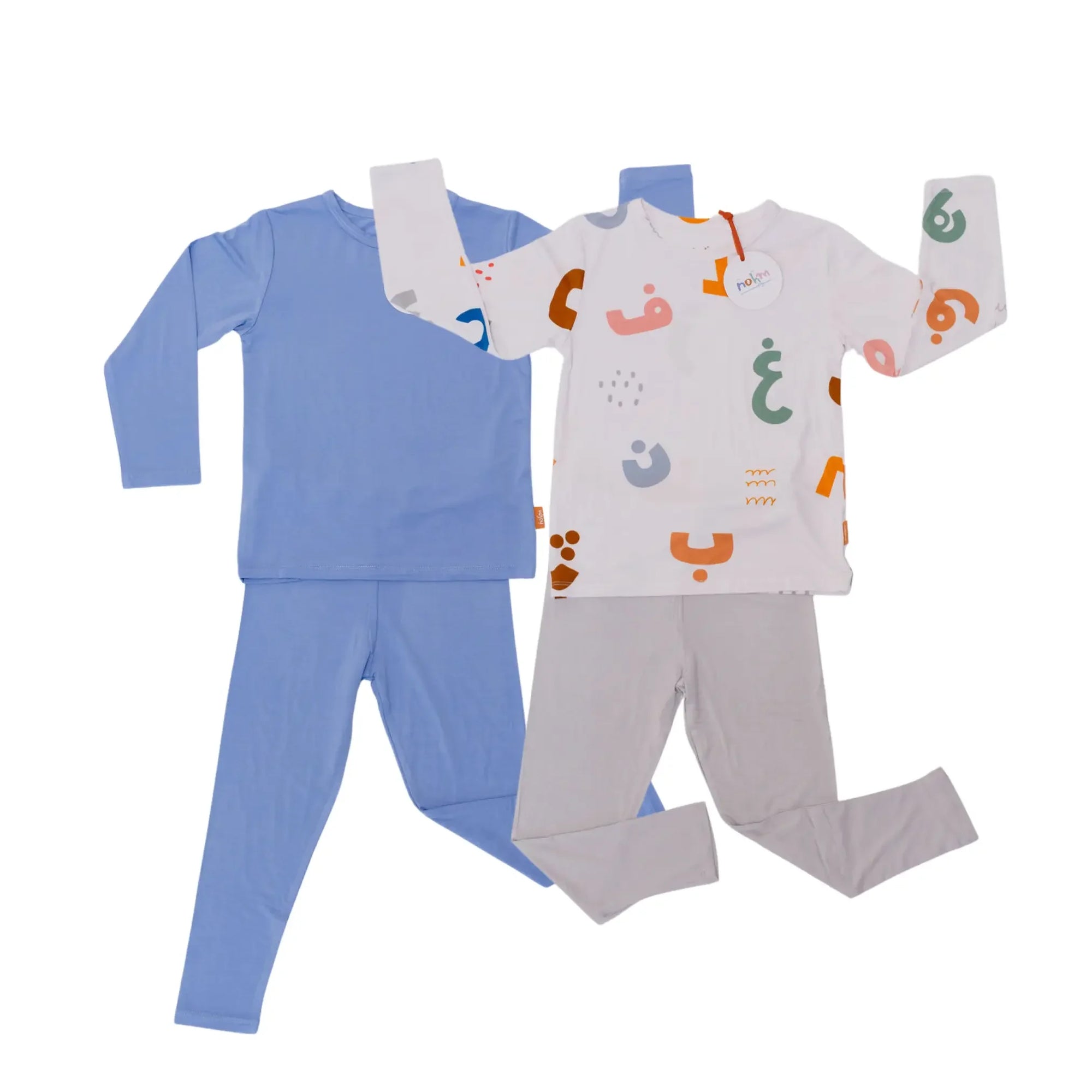 Huroof bundle for kids from Nohm store, Arabic letter-themed pyjama set, perfect for children and gifts from Dubai.