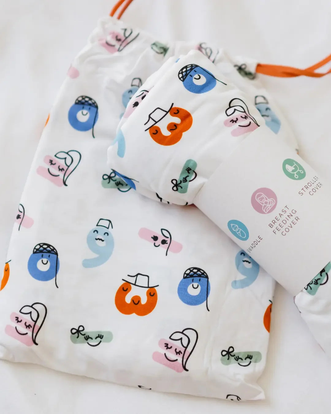 Our Nohm Tanween Bedding Set — a soft, breathable bamboo collection featuring cheerful Arabic-inspired prints for a cozy and colorful nursery.