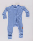 The **Bahry Pyjama** from the **Watermelon Bundle**, a soft light-blue one-piece made from breathable bamboo fabric designed for comfort, flexibility, and easy movement.
