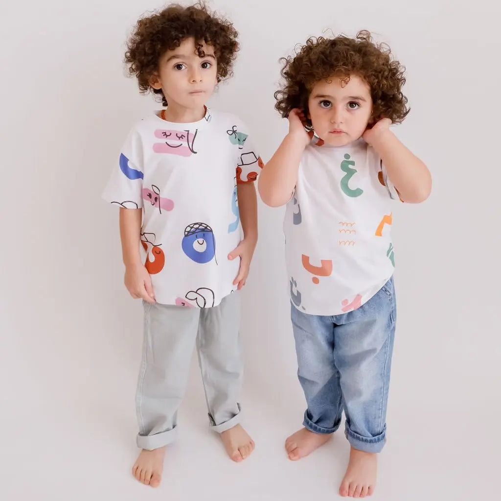 Tanween t-shirt from Nohm store, Arab-inspired unique design, great for children and gifts from Dubai.